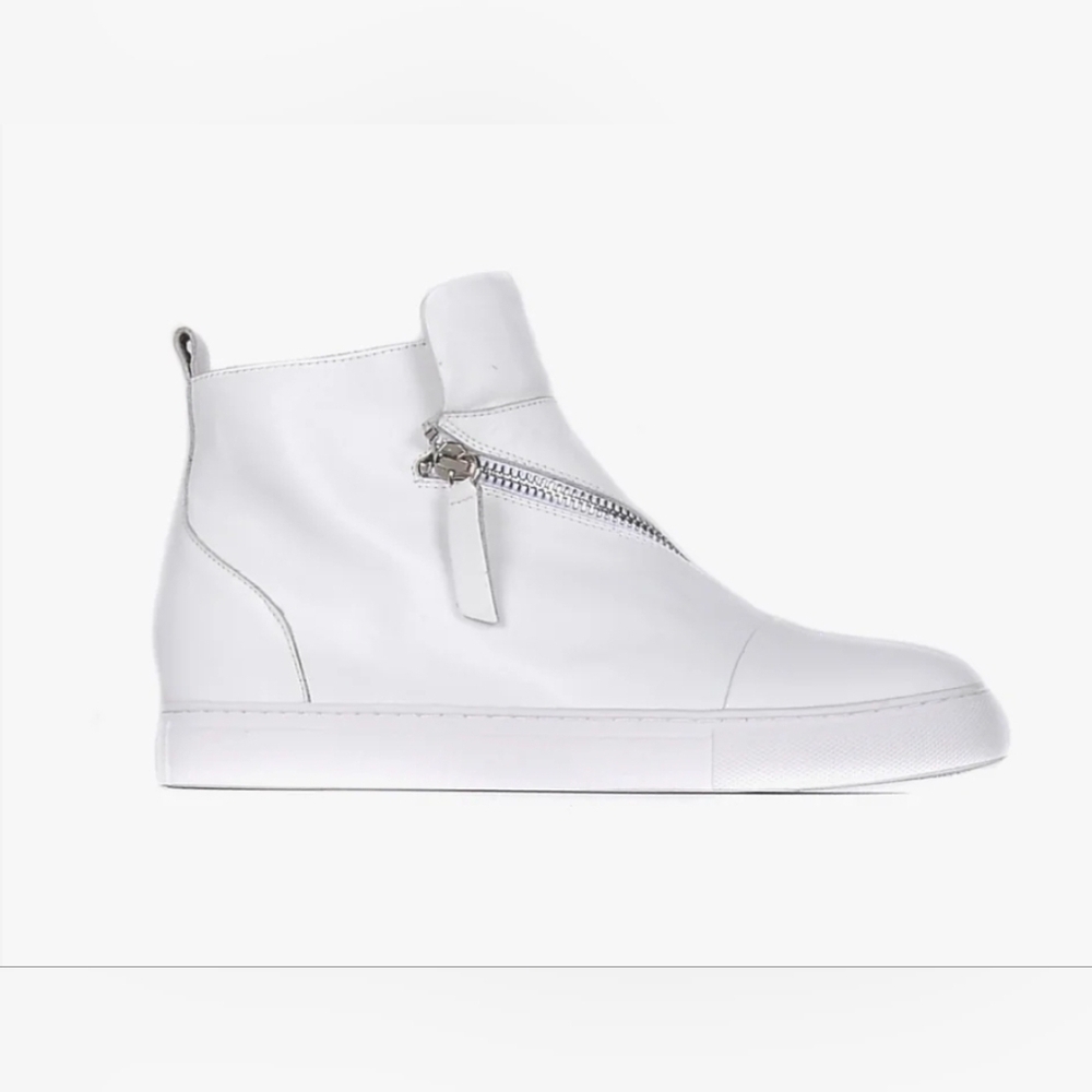 NEW ALL BLACK HI TOP & ZIP WHITE FASHION SNEAKERS sz 37 STREETWEAR ATHLEISURE - Picture 3 of 15